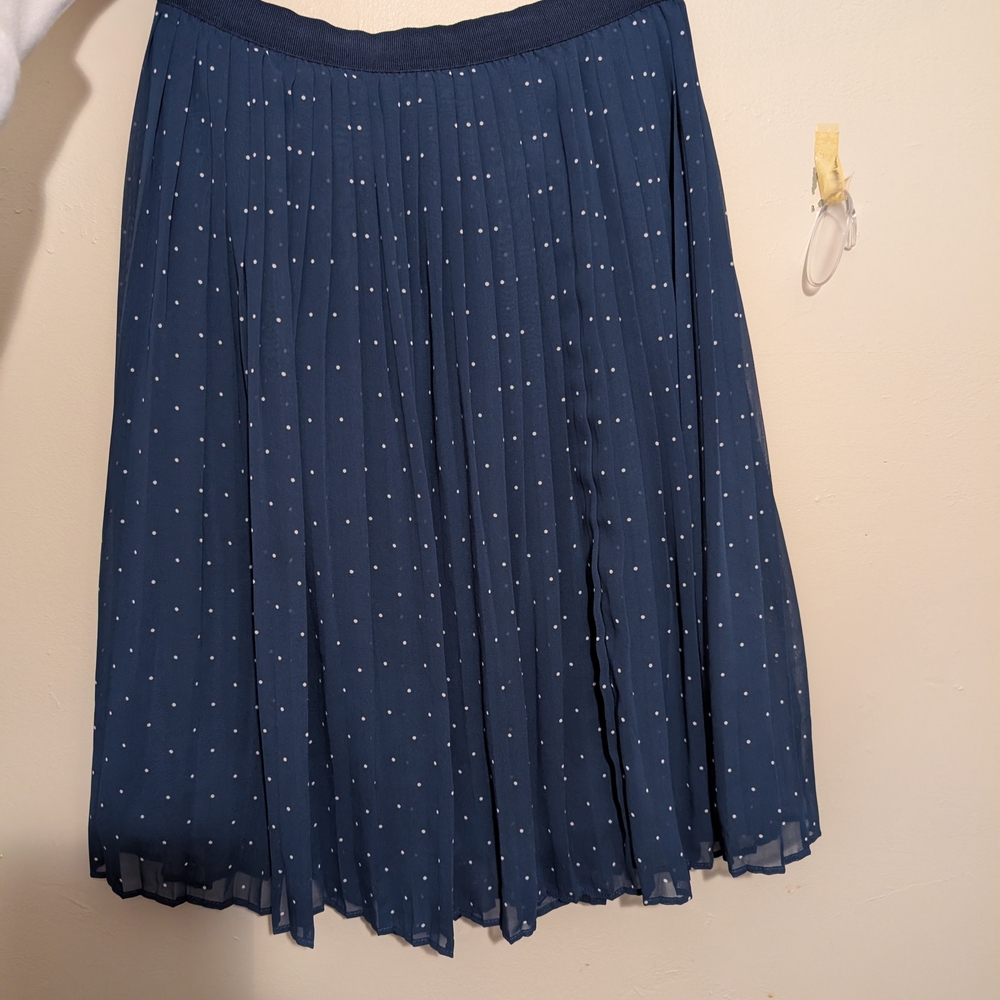 Navy Blue Pleated Skirt
